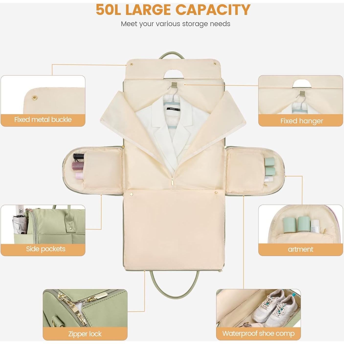 Bolsa de Viaje Convertible LOVEVOOK 2 en 1 con Compartimento para Zapatos