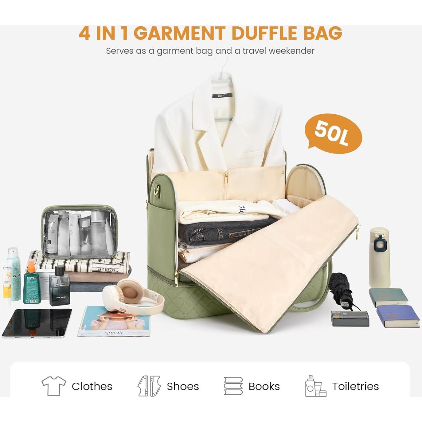 Bolsa de Viaje Convertible LOVEVOOK 2 en 1 con Compartimento para Zapatos