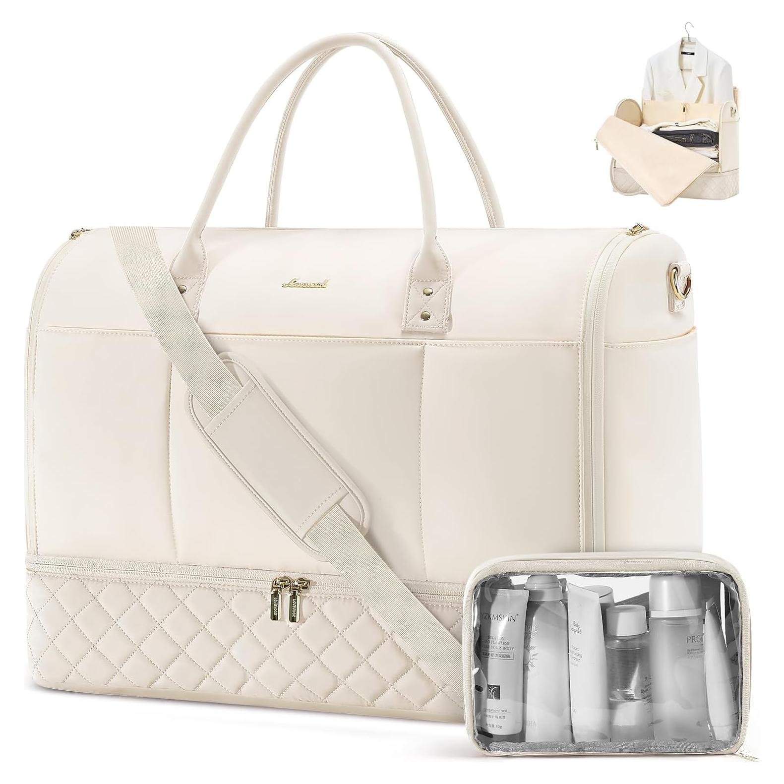 Bolsa de Viaje LOVEVOOK 2 en 1 Beige con Compartimento para Zapatos