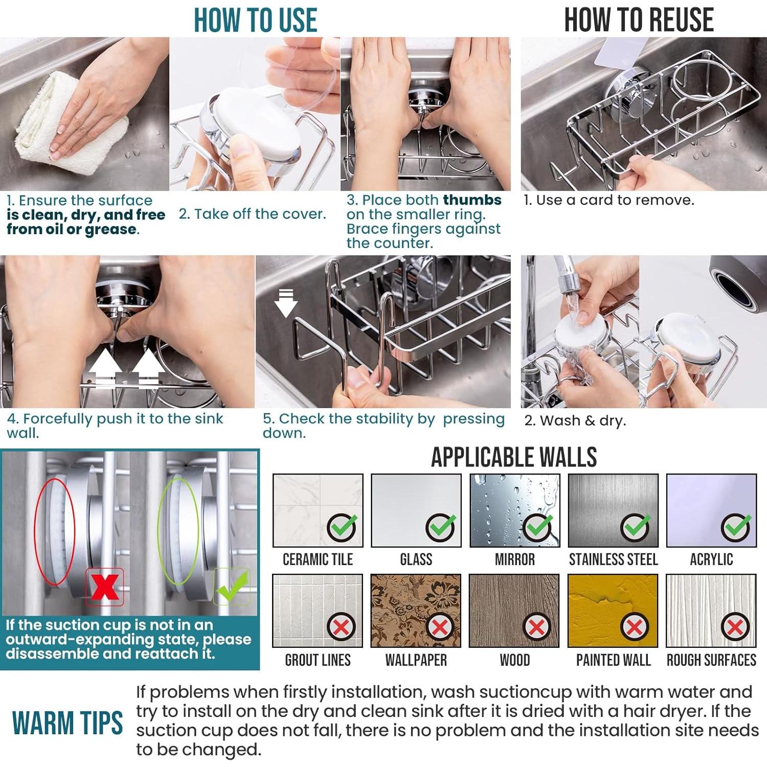 Soporte para Esponjas TAILI Caddy Fregadero Plata 4 en 1