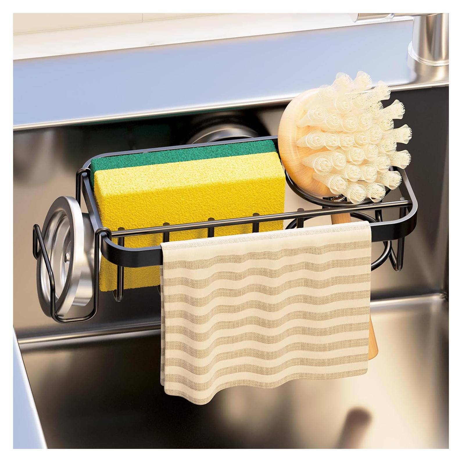 Soporte para Esponjas TAILI 4 en 1 con Ventosa - Negro