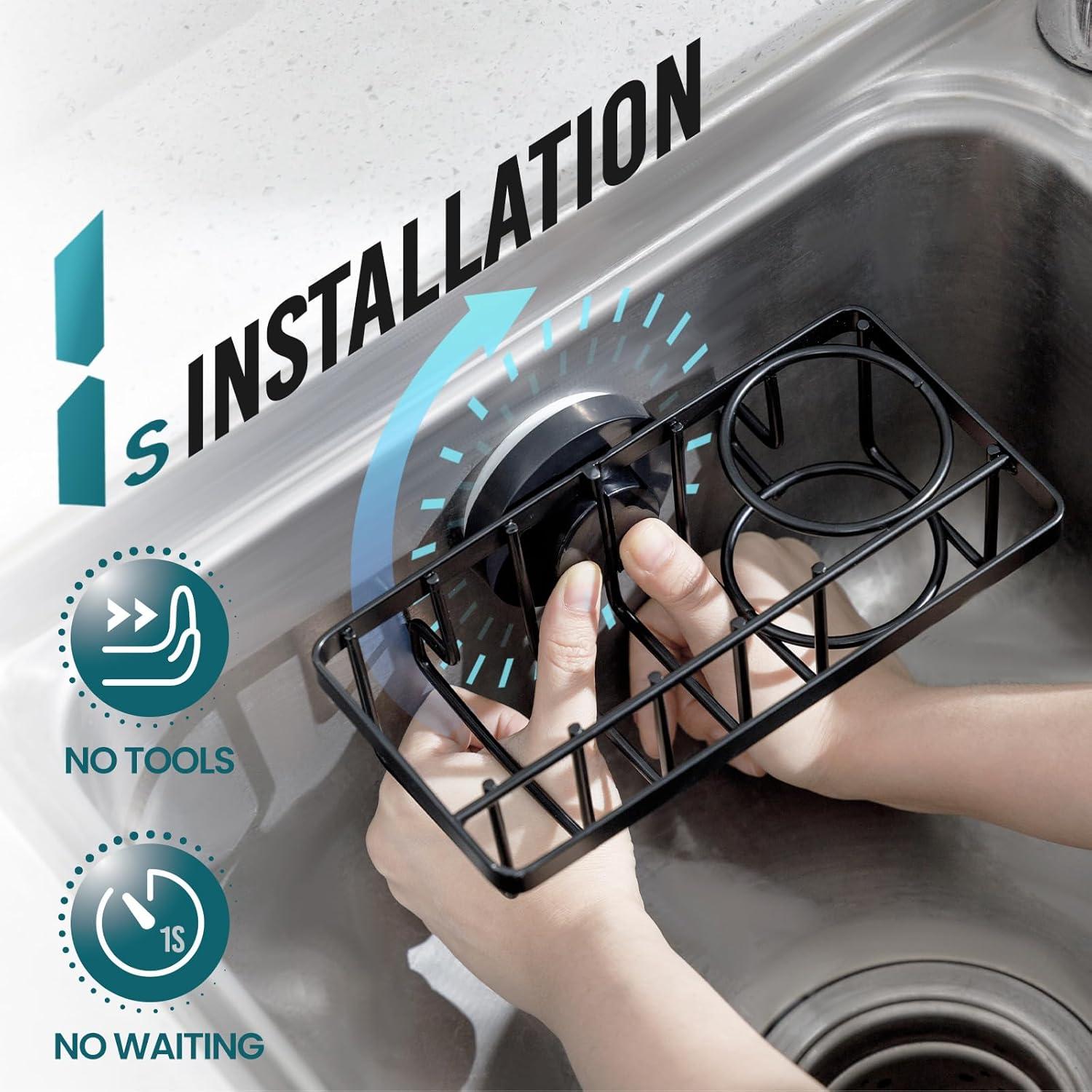 Soporte para Esponjas TAILI 4 en 1 con Ventosa - Negro