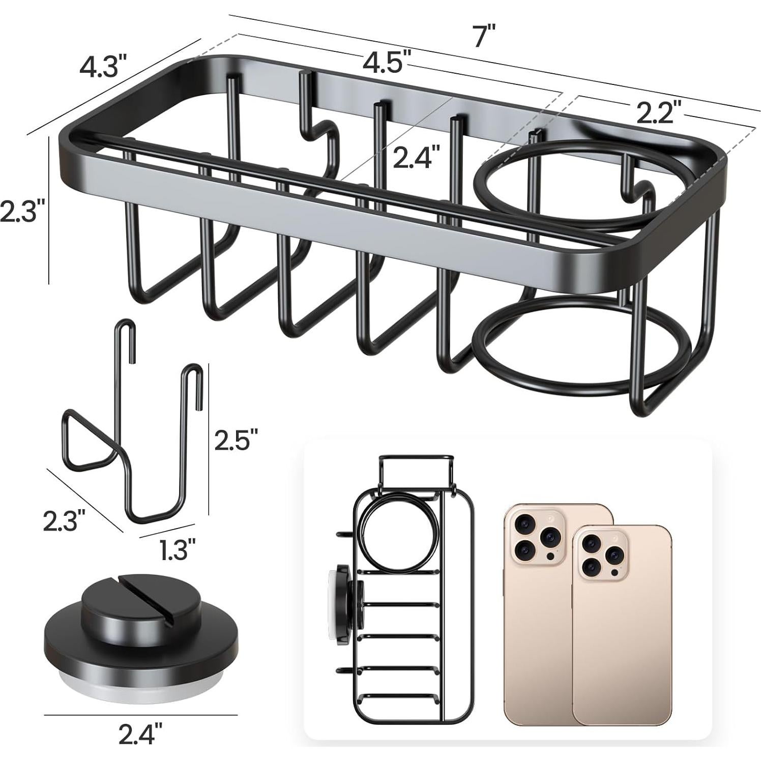 Soporte para Esponjas TAILI 4 en 1 con Ventosa - Negro
