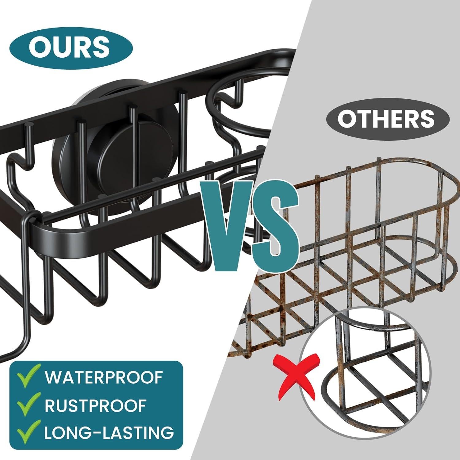 Soporte para Esponjas TAILI 4 en 1 con Ventosa - Negro