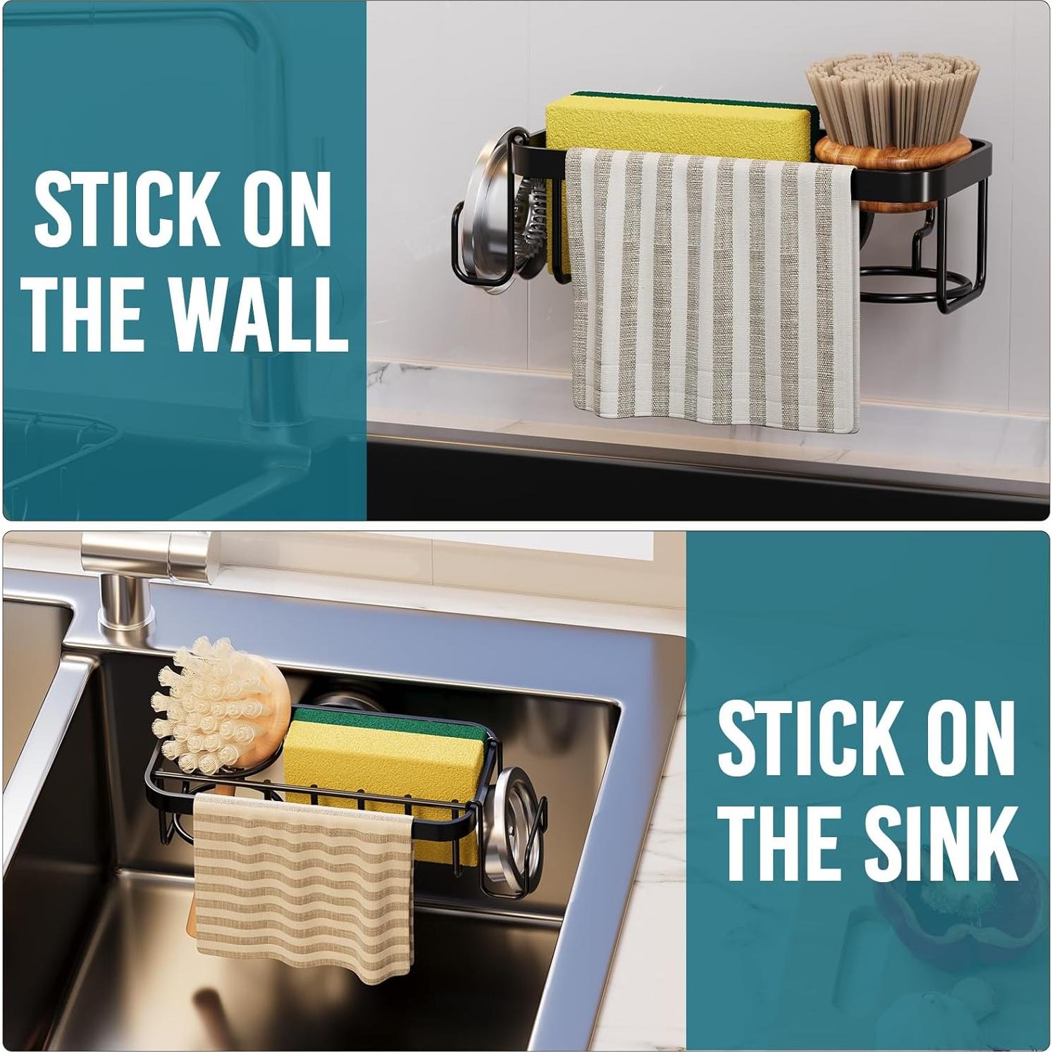 Soporte para Esponjas TAILI 4 en 1 con Ventosa - Negro