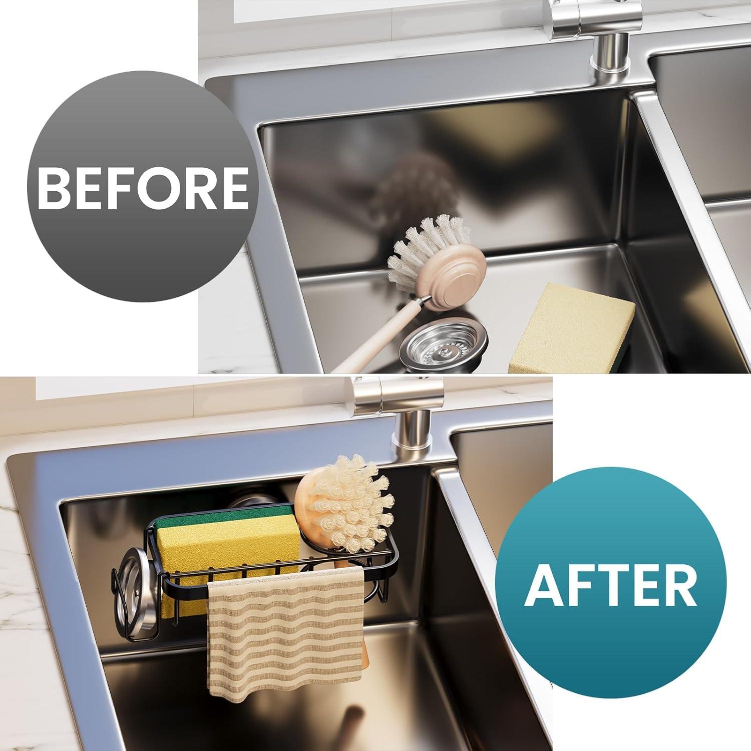 Soporte para Esponjas TAILI 4 en 1 con Ventosa - Negro