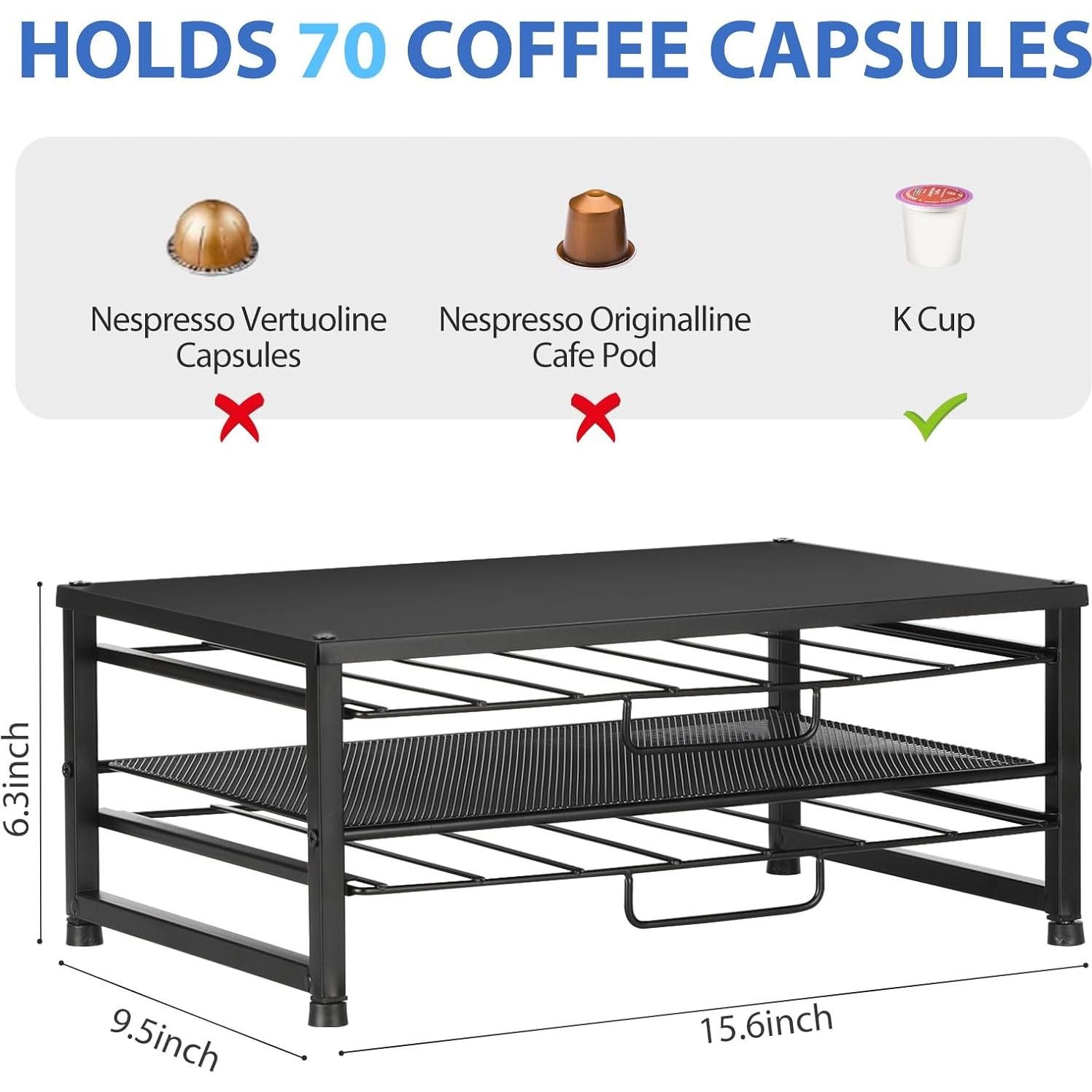 Organizador de K Cup ECOLOVI para 70 cápsulas, 2 niveles