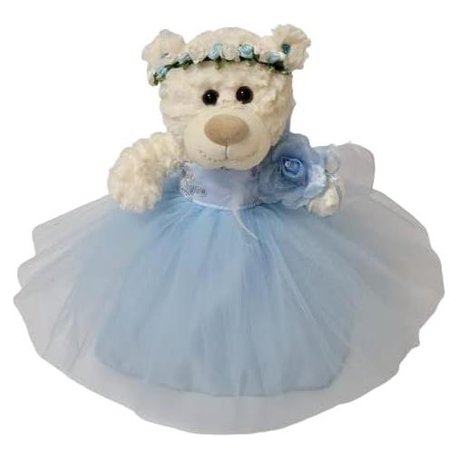 Oso de Peluche 30 cm Mi Presentacion con Vestido Azul Bebé