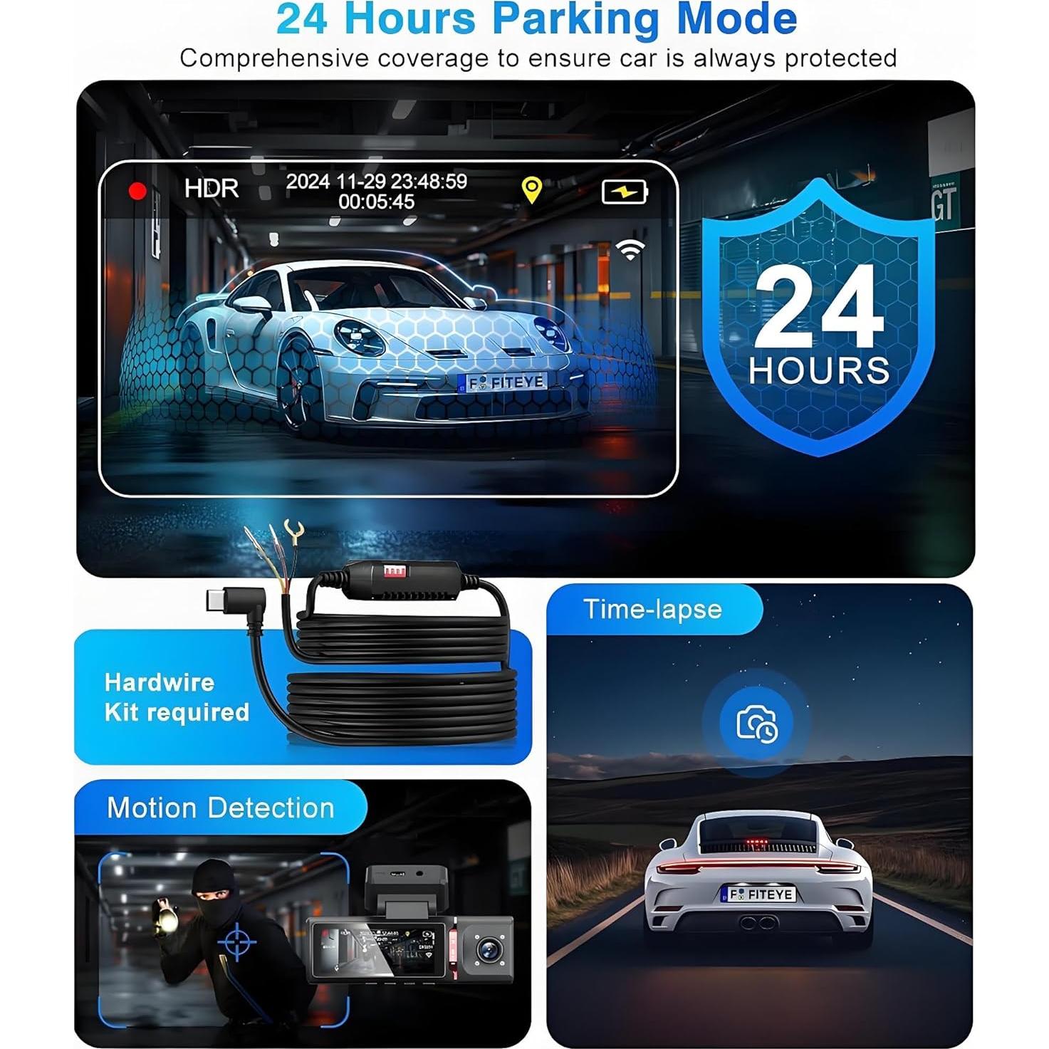 Cámara Dash 4K CRROPDA 3 Canales con Sensor G y App