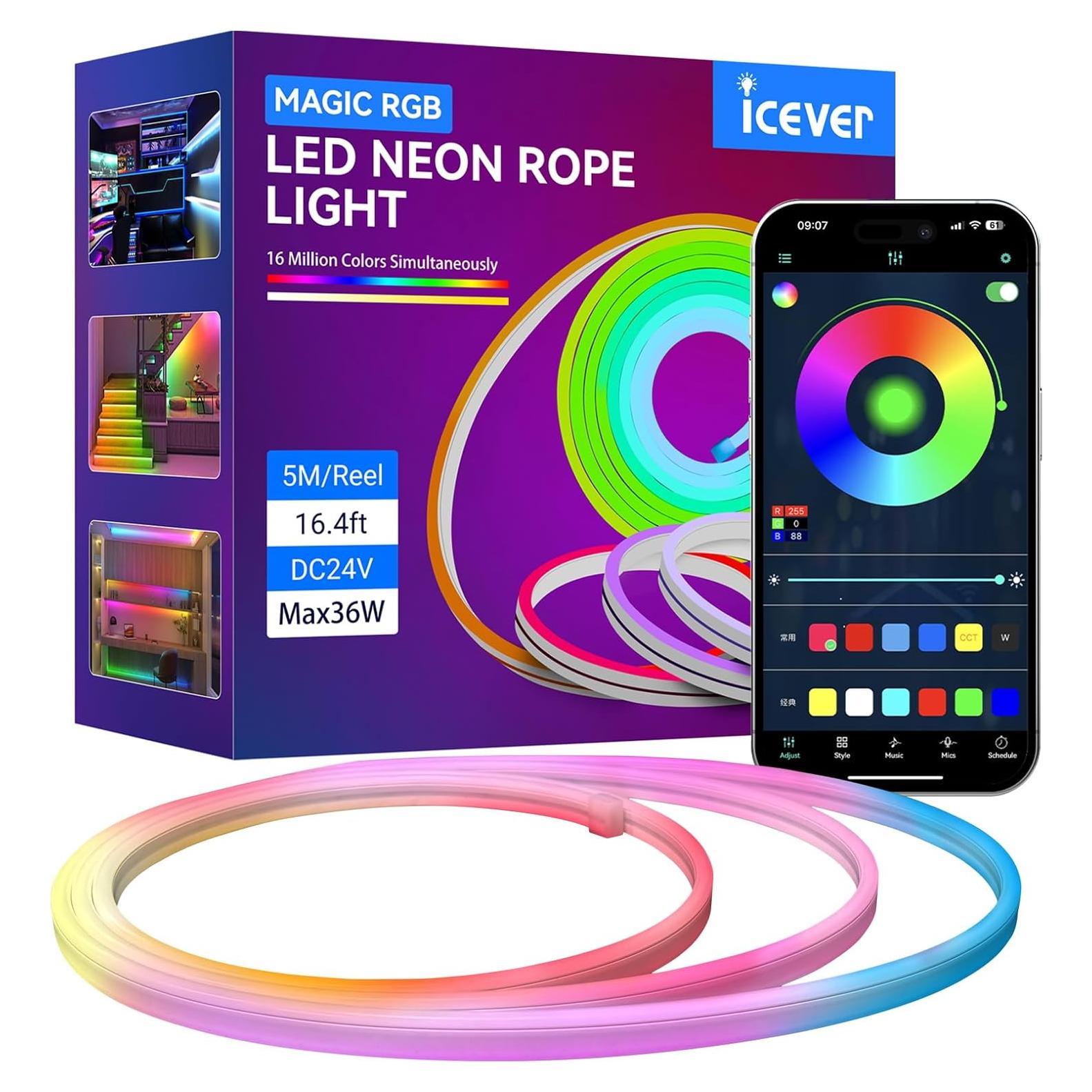 Tira de Luz LED Neón RGB 5M Icever a Prueba de Agua