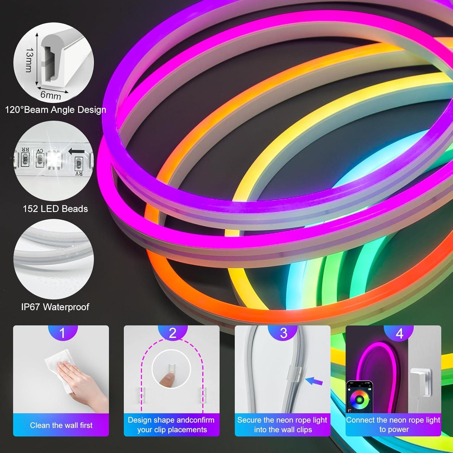 Tira de Luz LED Neón RGB 5M Icever a Prueba de Agua