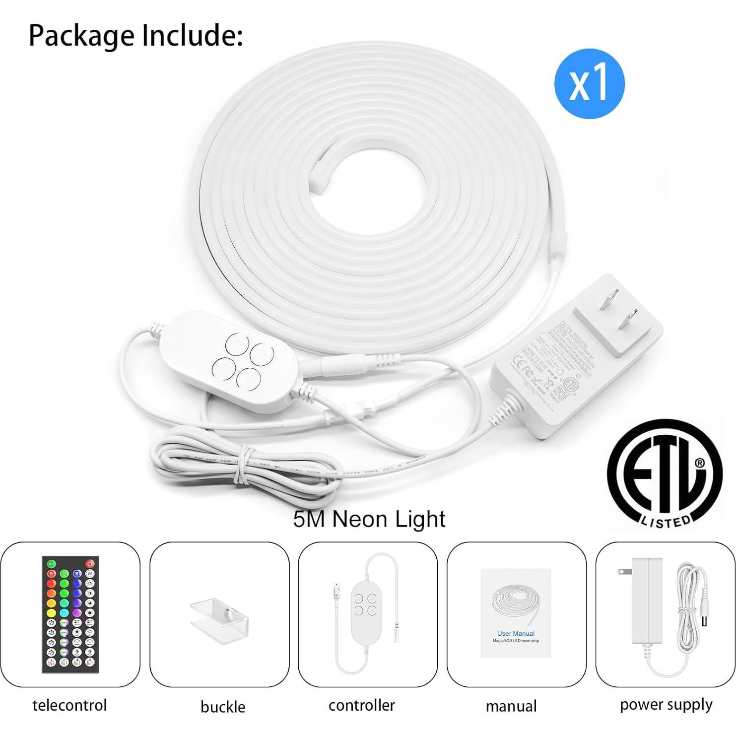 Tira de Luz LED Neón RGB 5M Icever a Prueba de Agua