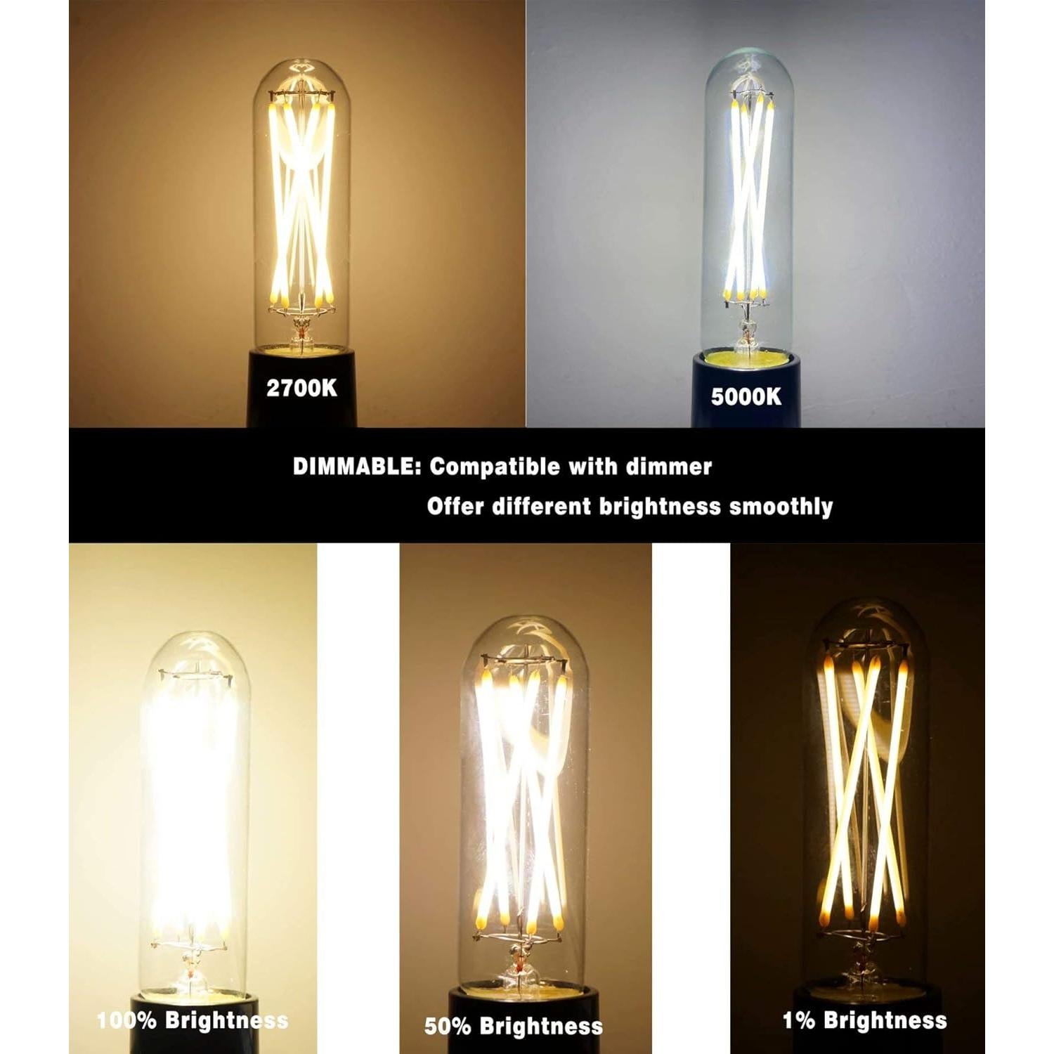 Bombilla LED Regulable E26 Yaoten T10 2W Blanco Cálido 2700K - 3 Pack