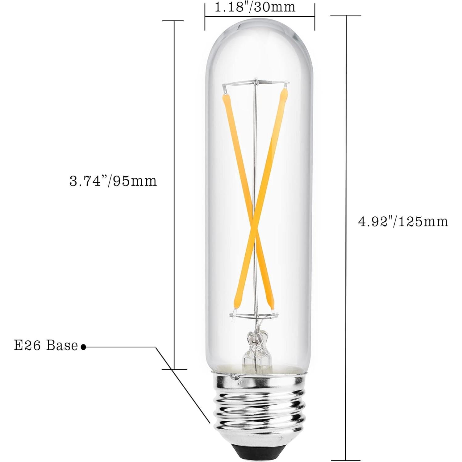 Bombilla LED Regulable E26 Yaoten T10 2W Blanco Cálido 2700K - 3 Pack