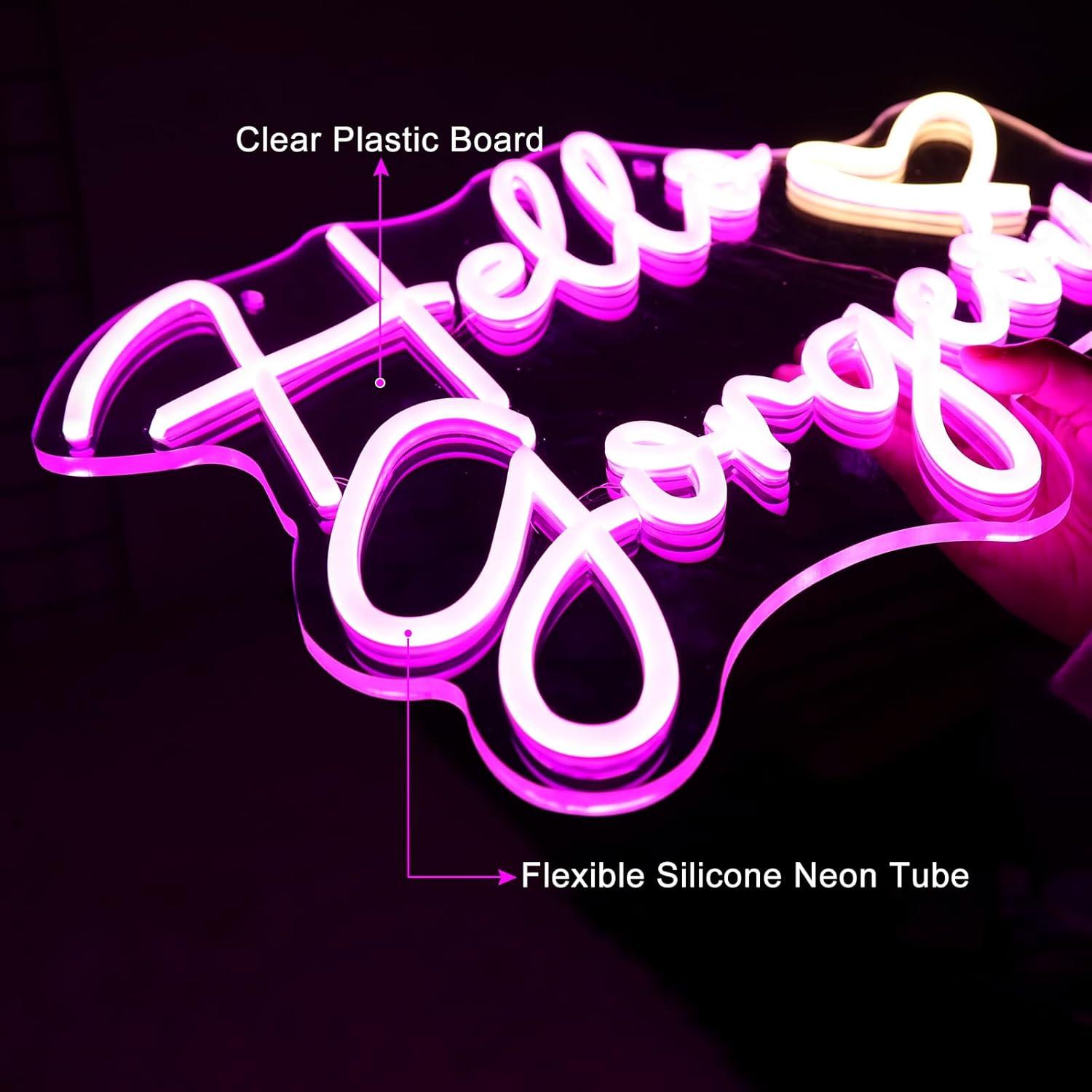 Letrero Neón LED Hola Preciosa Rosa 40x28cm USB Decoración