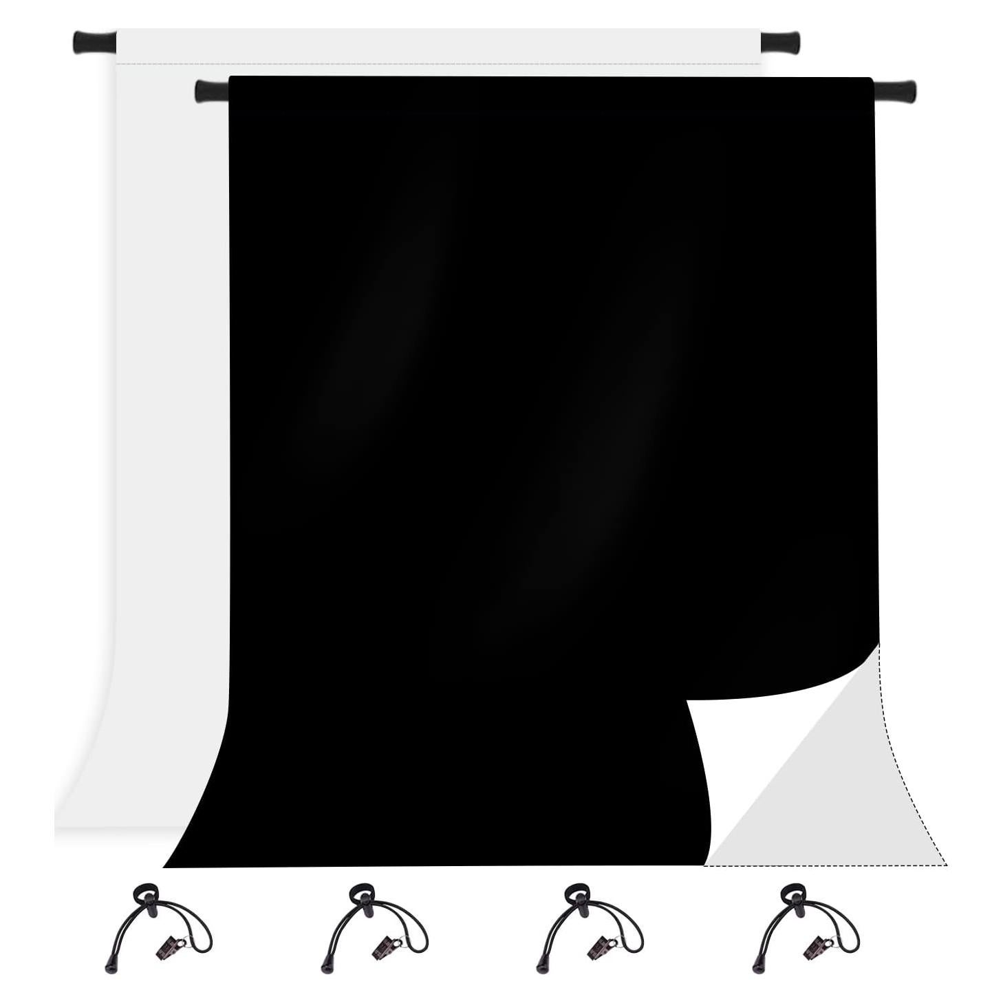 Fondo Reversible 2-en-1 KUSKX003 Negro y Blanco 1.5x2.1m