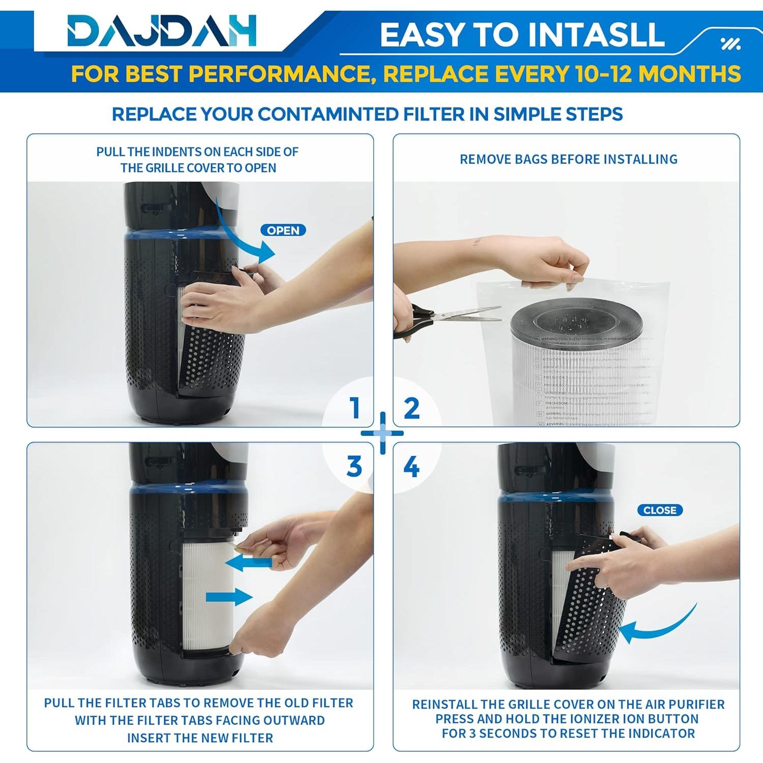 Filtro de Reemplazo HEPA DAJDAH AP-T20FL para Purificador Homedics