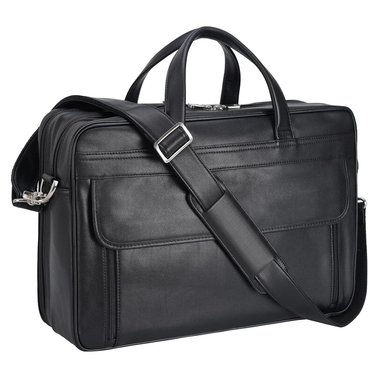 Maletín de Cuero Masa Kawa para Laptop 17" Negro - Hombre