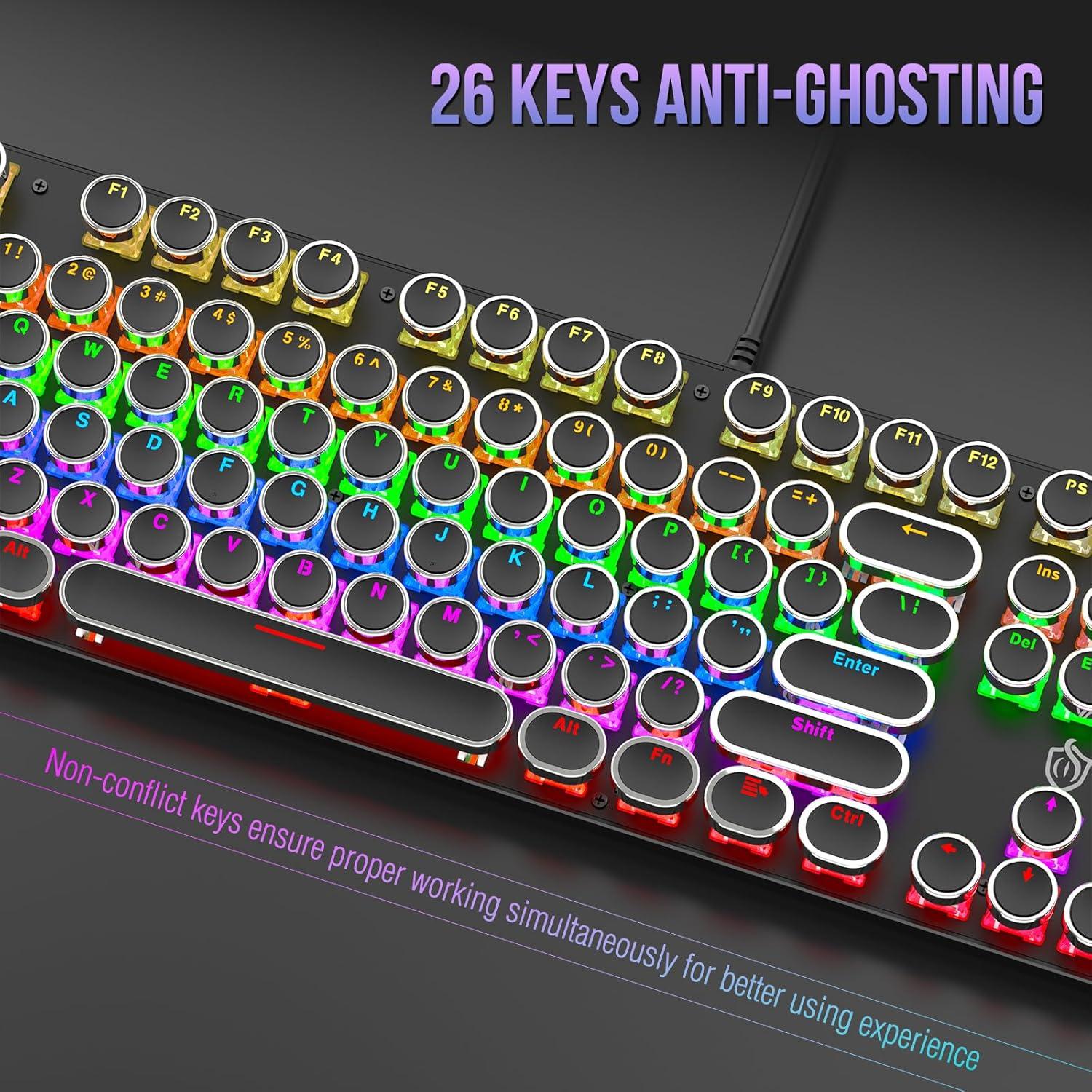 Teclado Mecánico Retroiluminado Gaozen Negro 104 Teclas