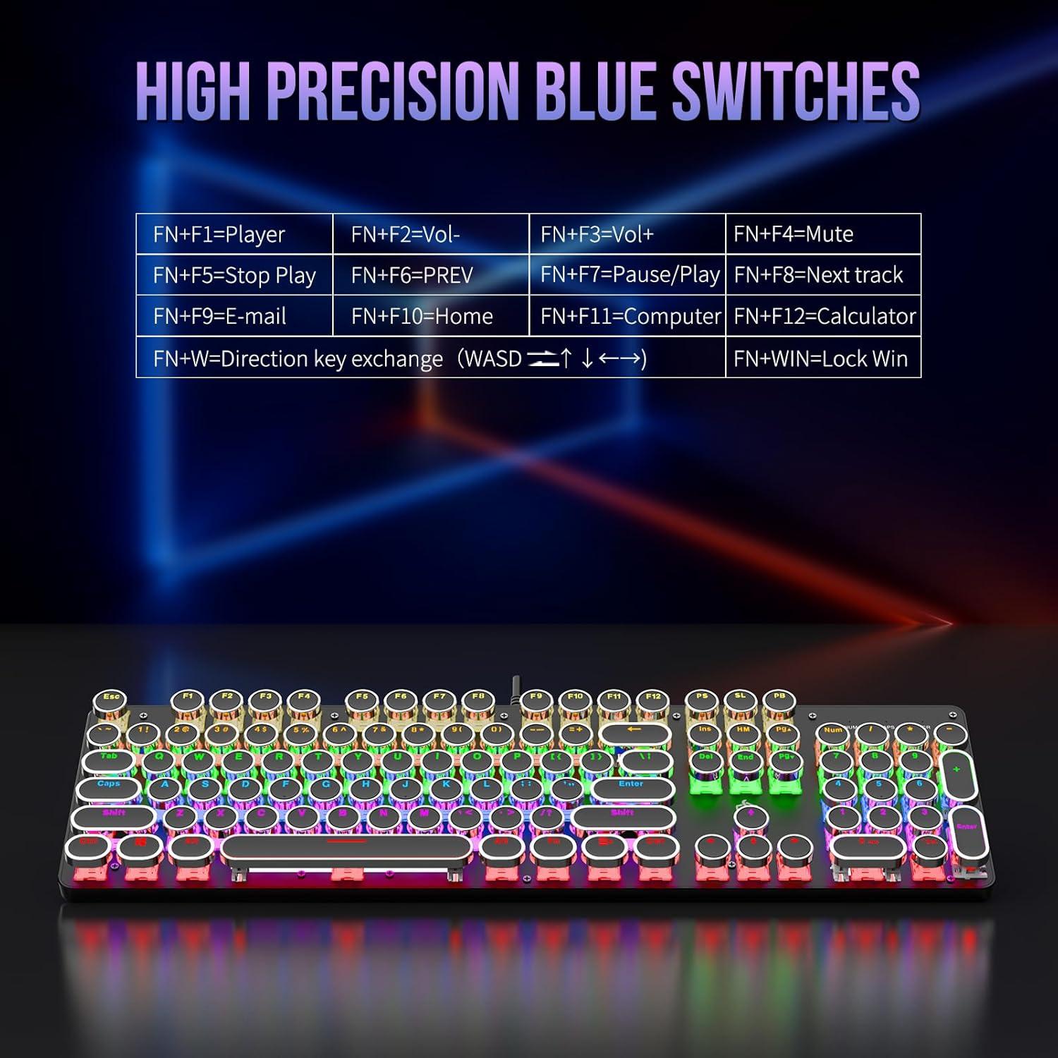 Teclado Mecánico Retroiluminado Gaozen Negro 104 Teclas