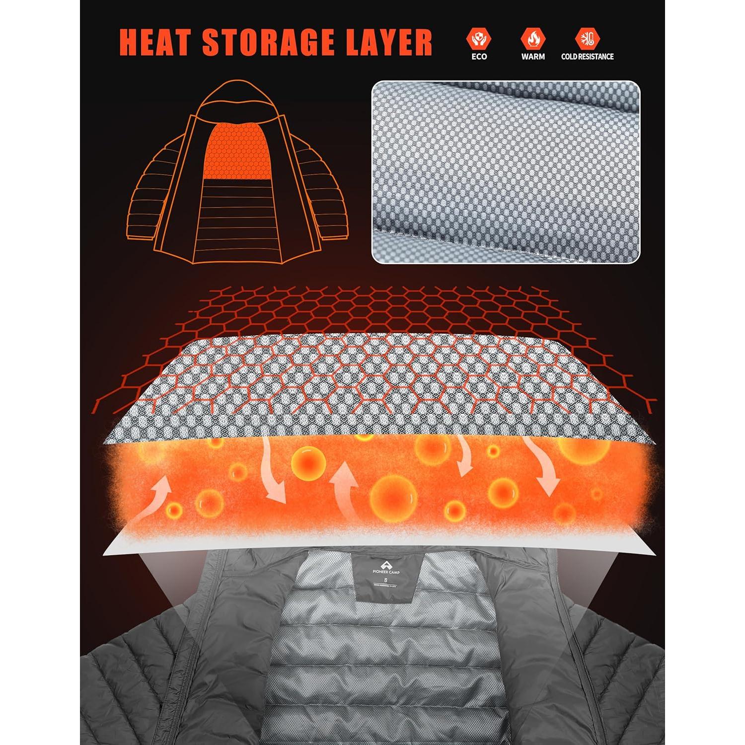 Chaqueta Puffer Ligera Hombre Gris con Capucha Impermeable