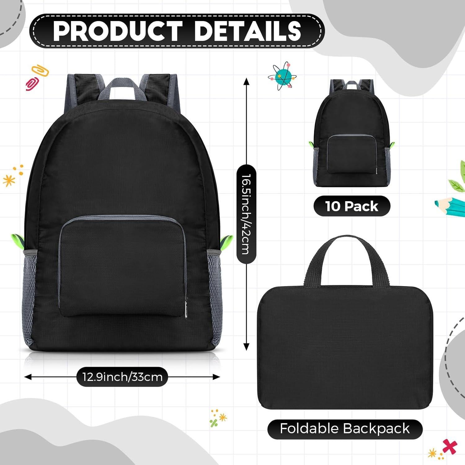 Mochilas ligeras Jexine 10 Pcs 41.91 cm Negro para Adultos