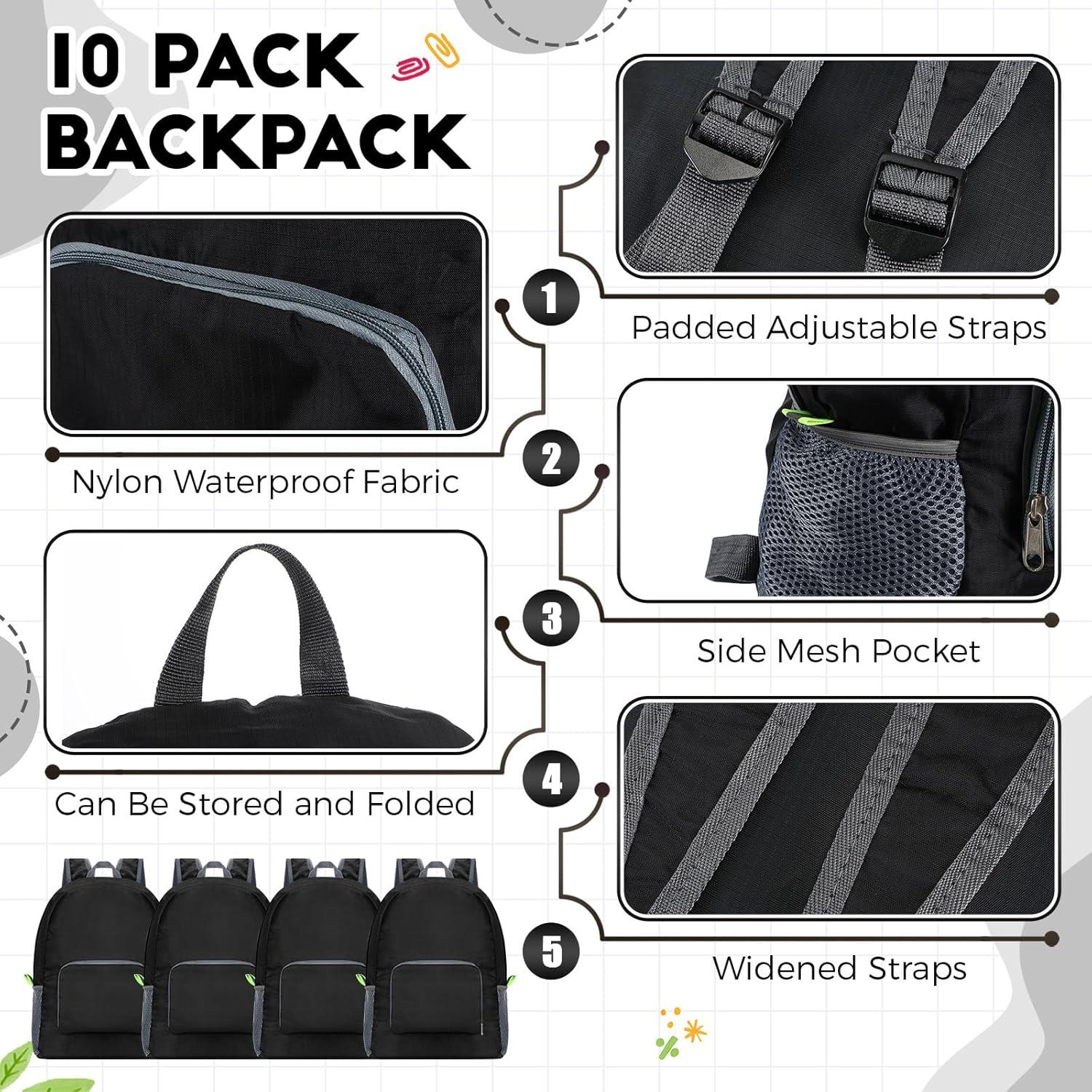 Mochilas ligeras Jexine 10 Pcs 41.91 cm Negro para Adultos