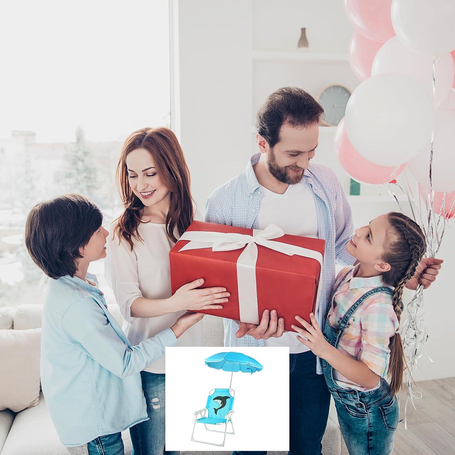 Silla de Playa Plegable para Niños PLULON con Paraguas Azul