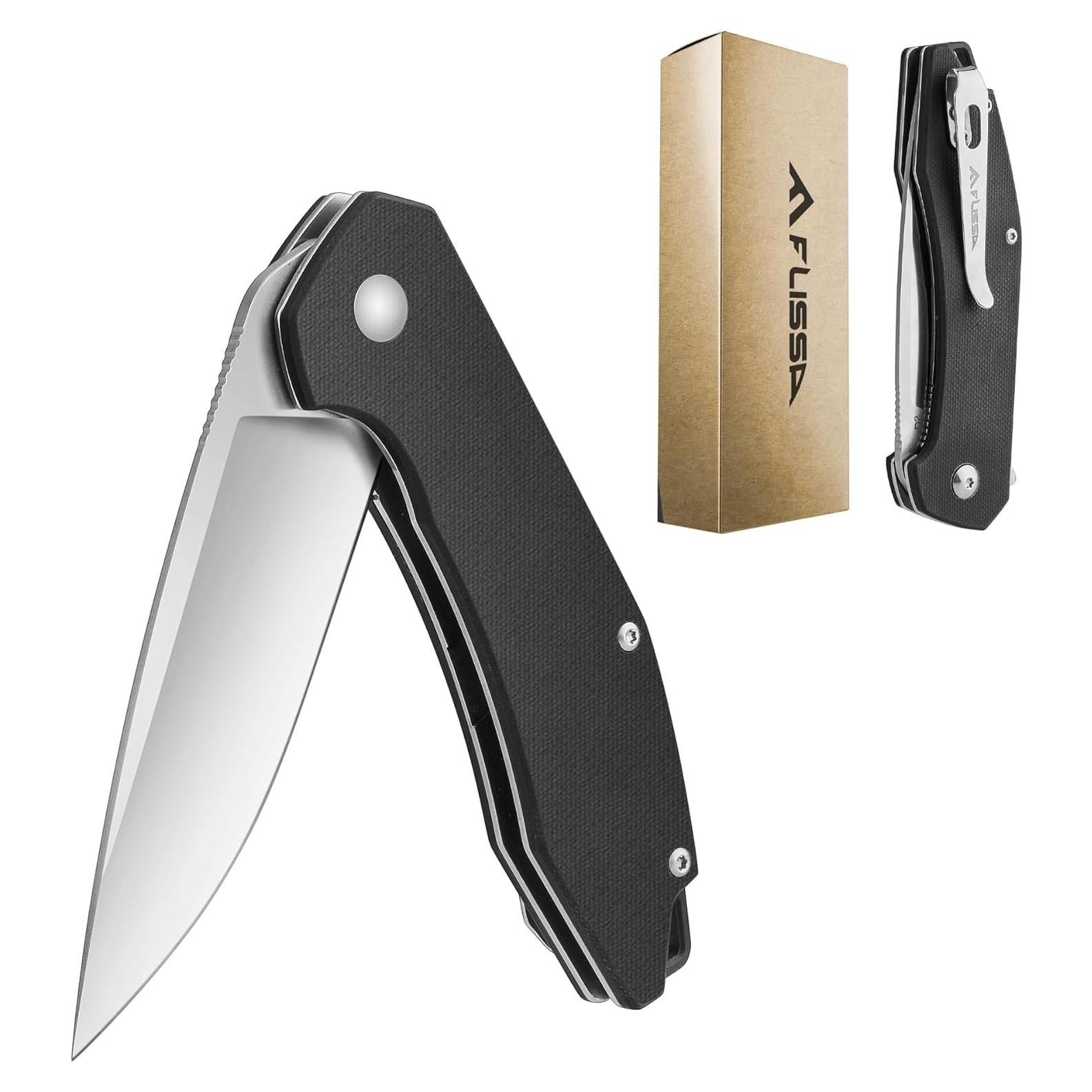 Cuchillo de bolsillo FLISSA plegable D2 con mango G10 negro
