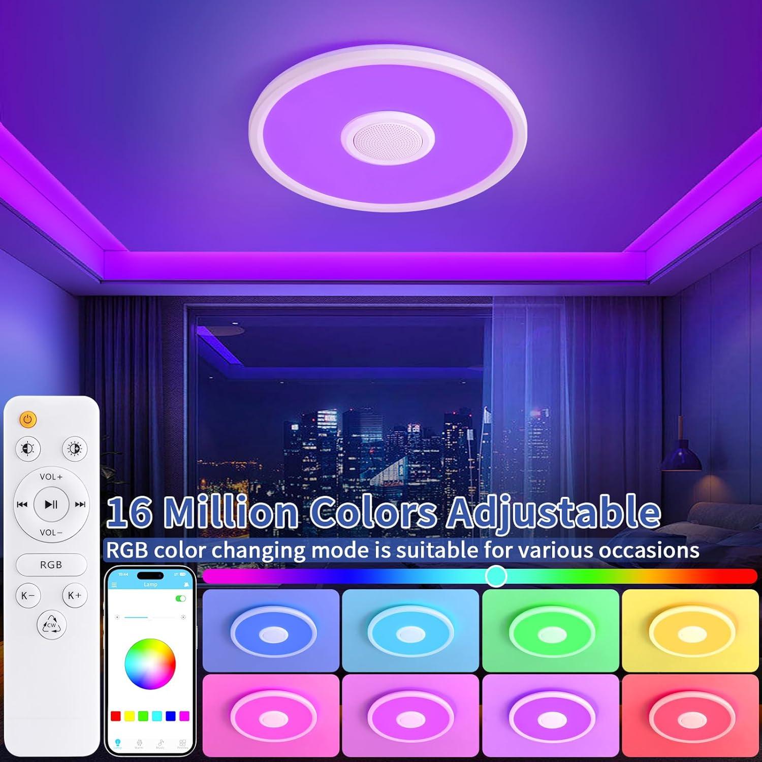 Luz de Techo LED RGB UprizeP 24W con Altavoz Bluetooth