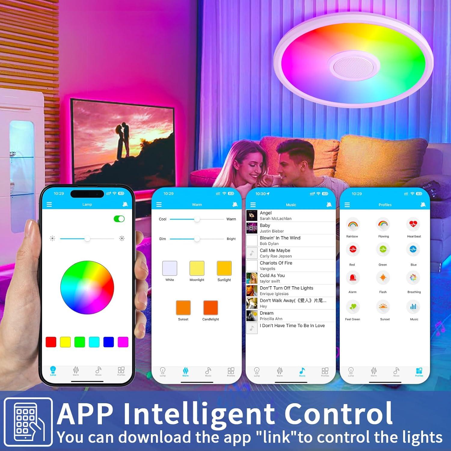 Luz de Techo LED RGB UprizeP 24W con Altavoz Bluetooth