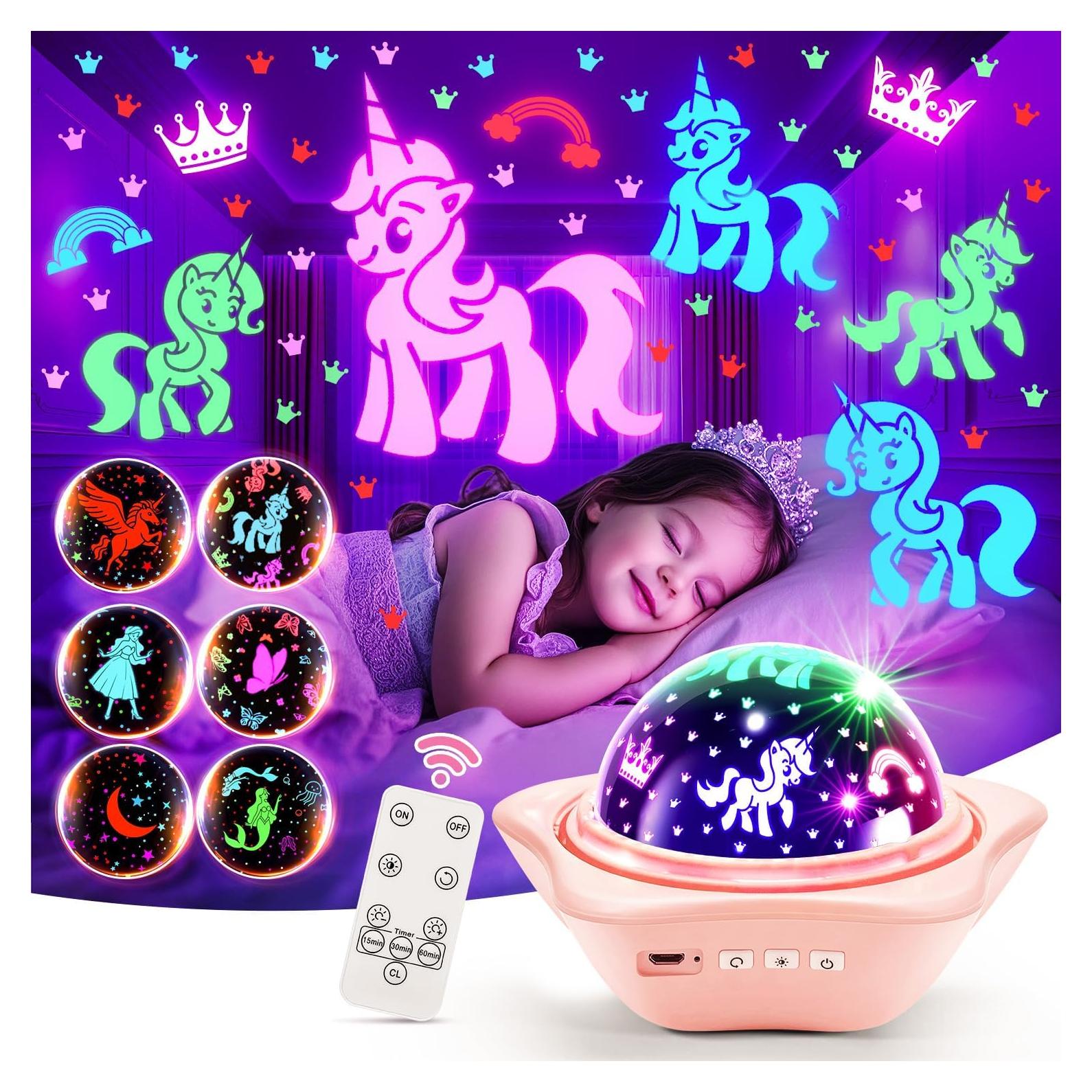 Luz Nocturna Proyector PIKOY Rosa 90 Modos Regulable Recargable