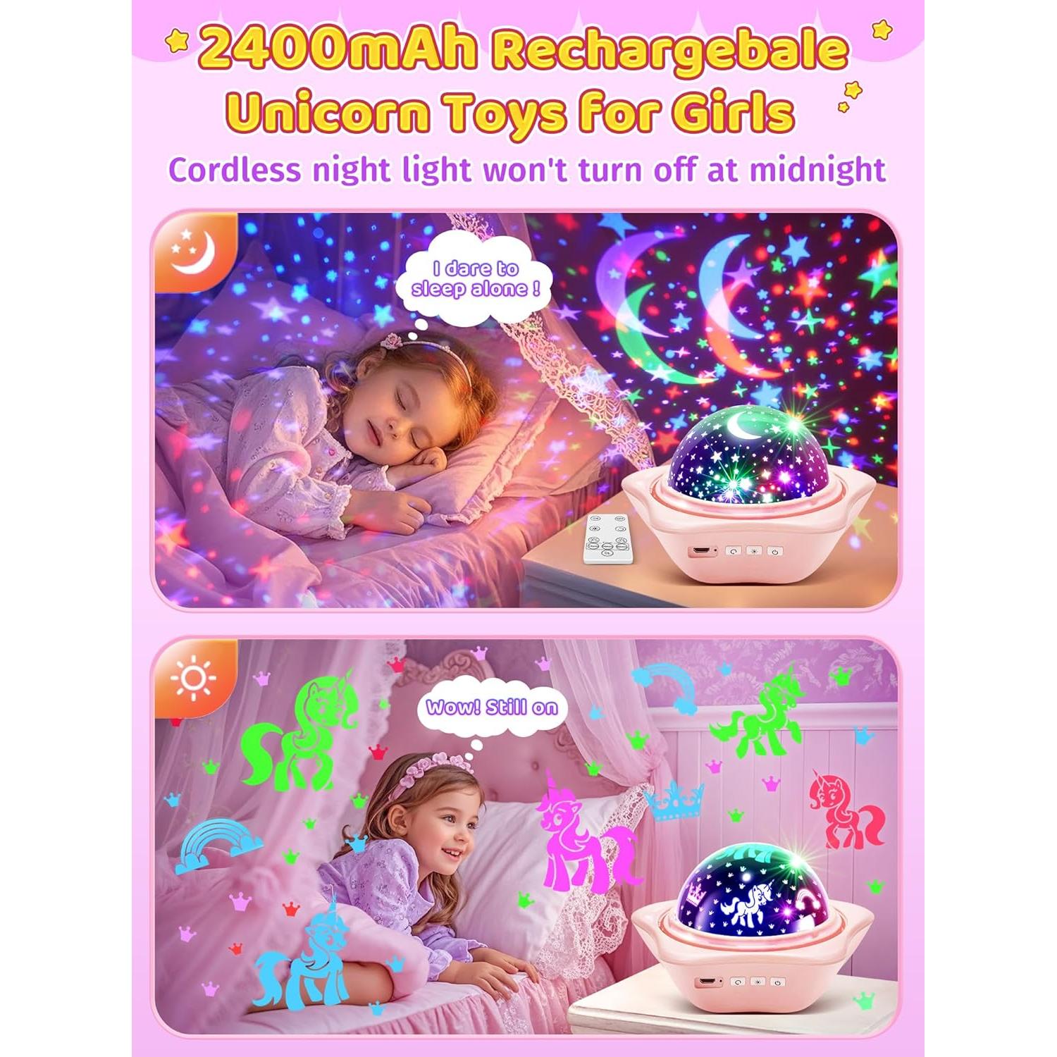 Luz Nocturna Proyector PIKOY Rosa 90 Modos Regulable Recargable