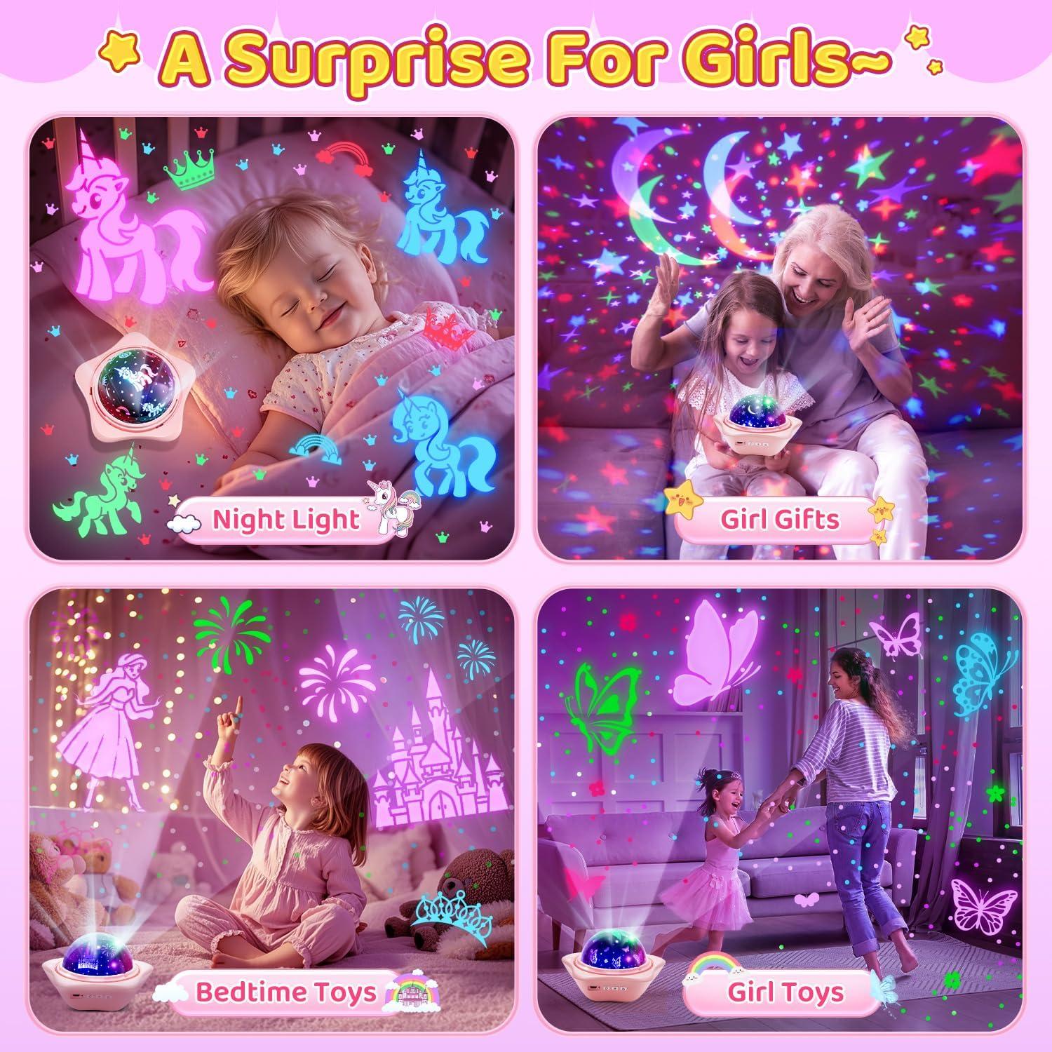 Luz Nocturna Proyector PIKOY Rosa 90 Modos Regulable Recargable