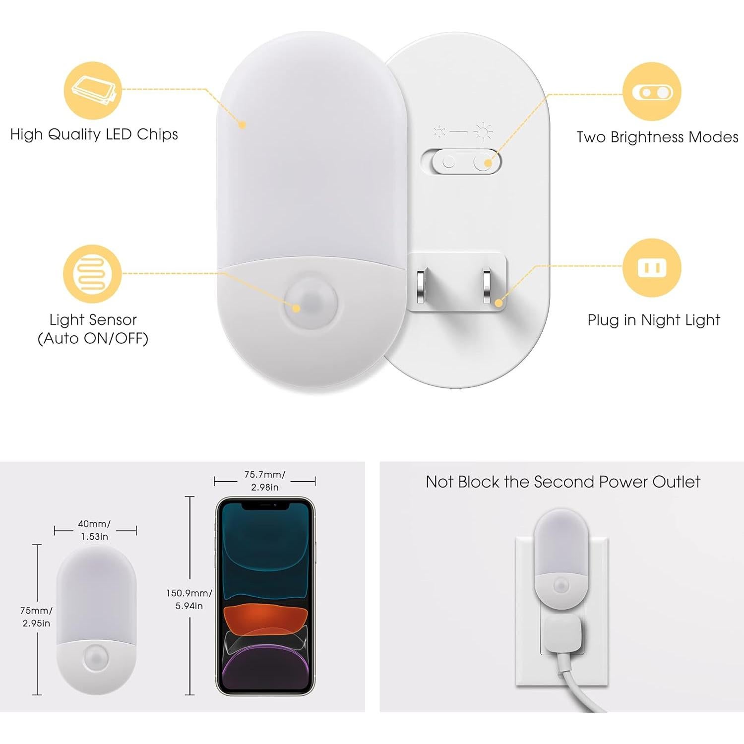 Luz Nocturna LED Regulable LOHAS 3000K con Sensor Automático