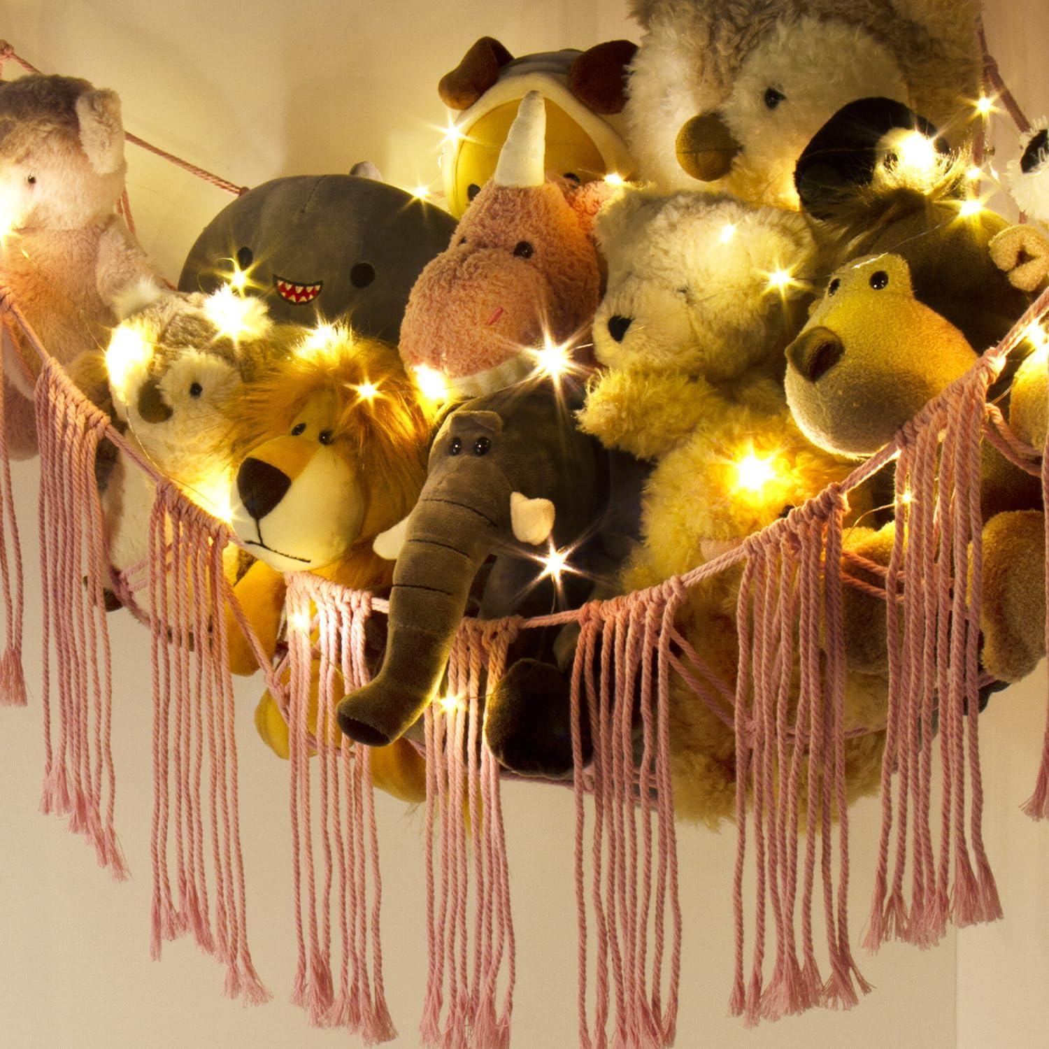 Hamaca de Peluches RelaxScene Rosa con Luz LED - Grande