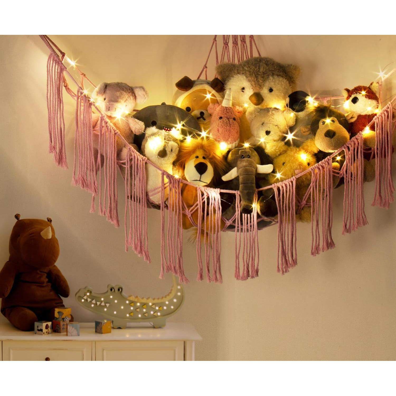 Hamaca de Peluches RelaxScene Rosa con Luz LED - Grande