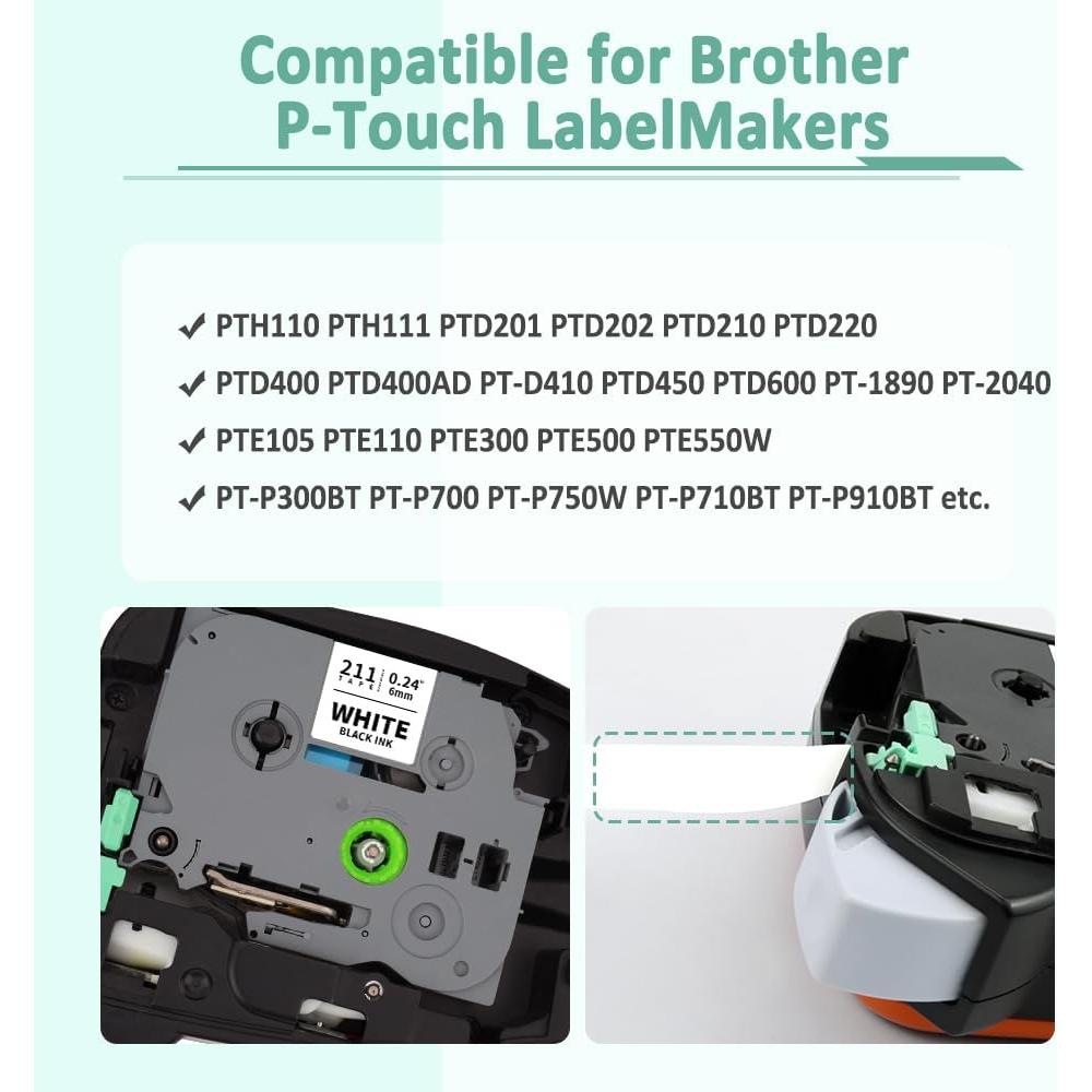 Paquete de 6 Cintas Laminadas 6mm Topcolor para Brother P Touch