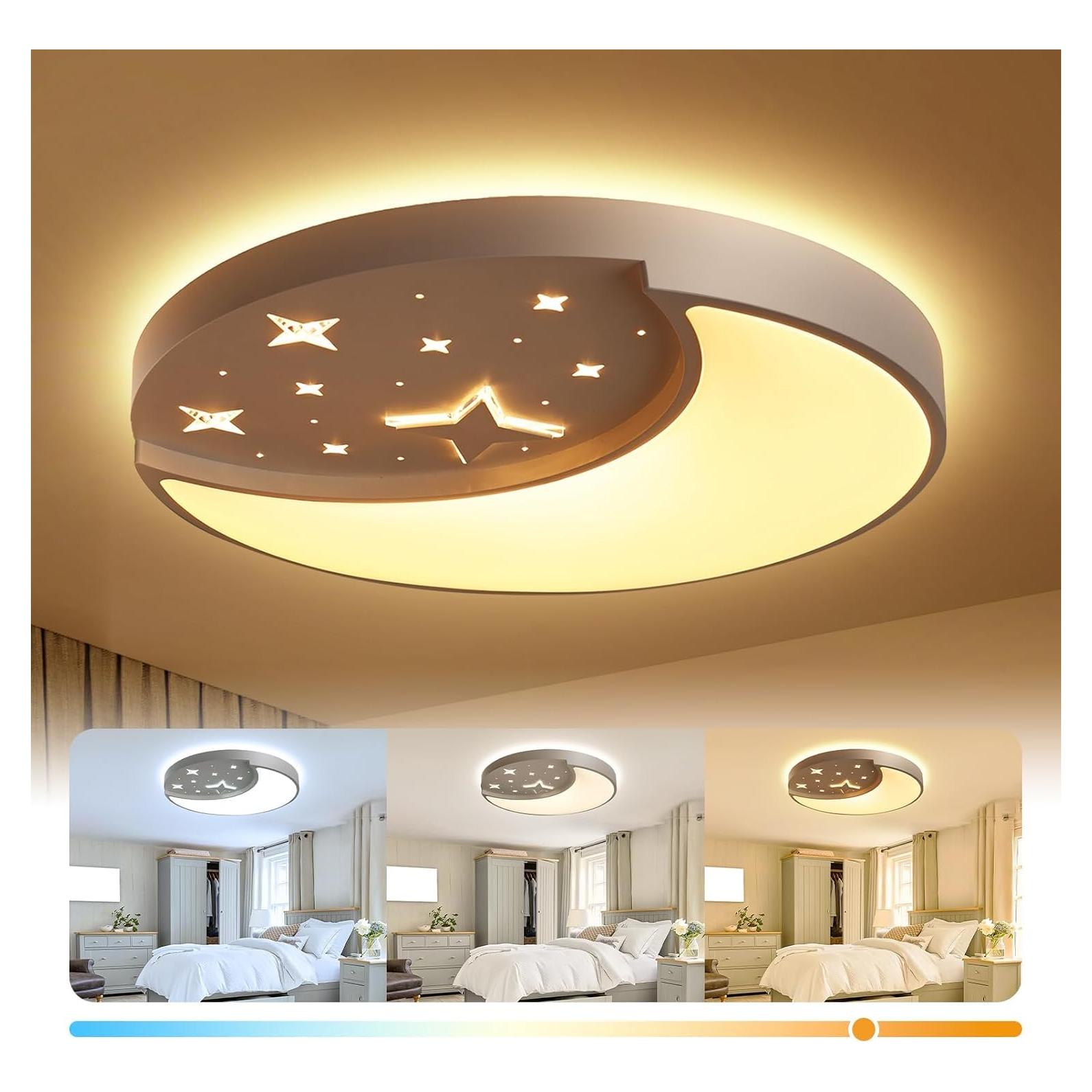 Luz de Techo LED FAYOTAT 30cm Luna y Estrella 3 Colores