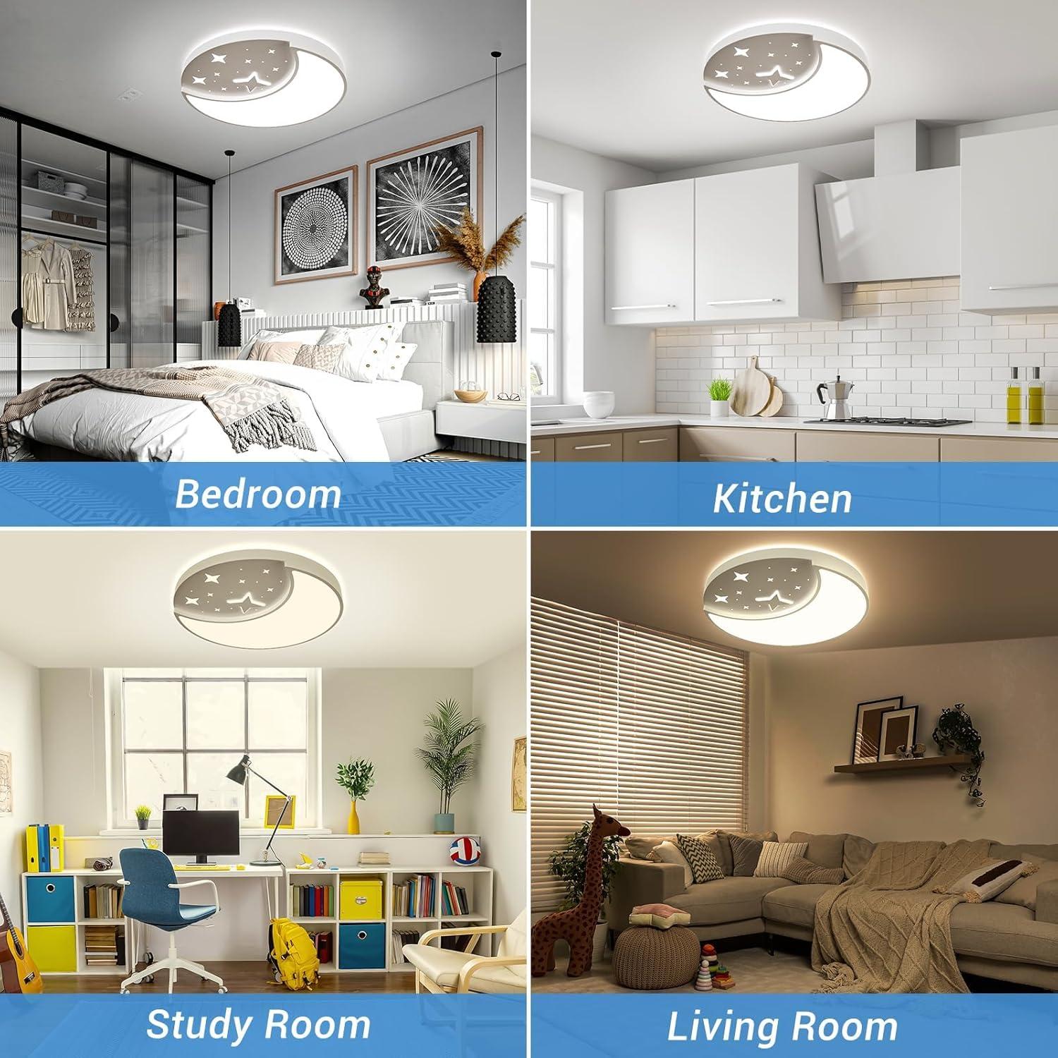 Luz de Techo LED FAYOTAT 30cm Luna y Estrella 3 Colores