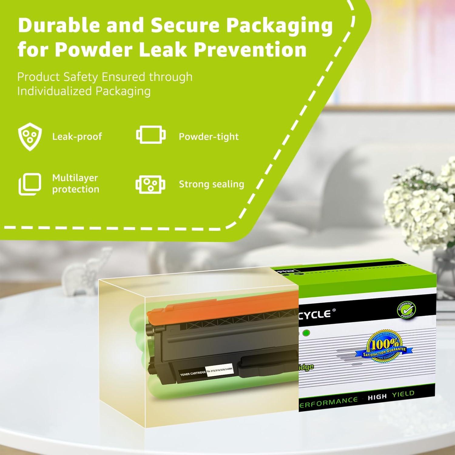 Paquete de 4 Cartuchos de Tóner Compatible Greencycle TN315 para Brother