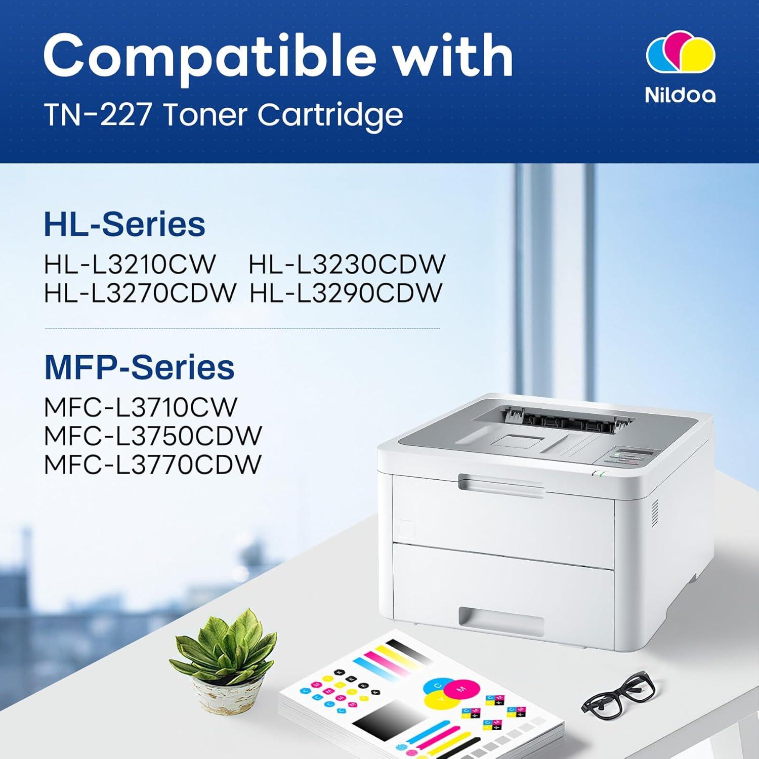 Cartucho de Tóner Nildoa TN-227 Paquete 4 Colores Alto Rendimiento