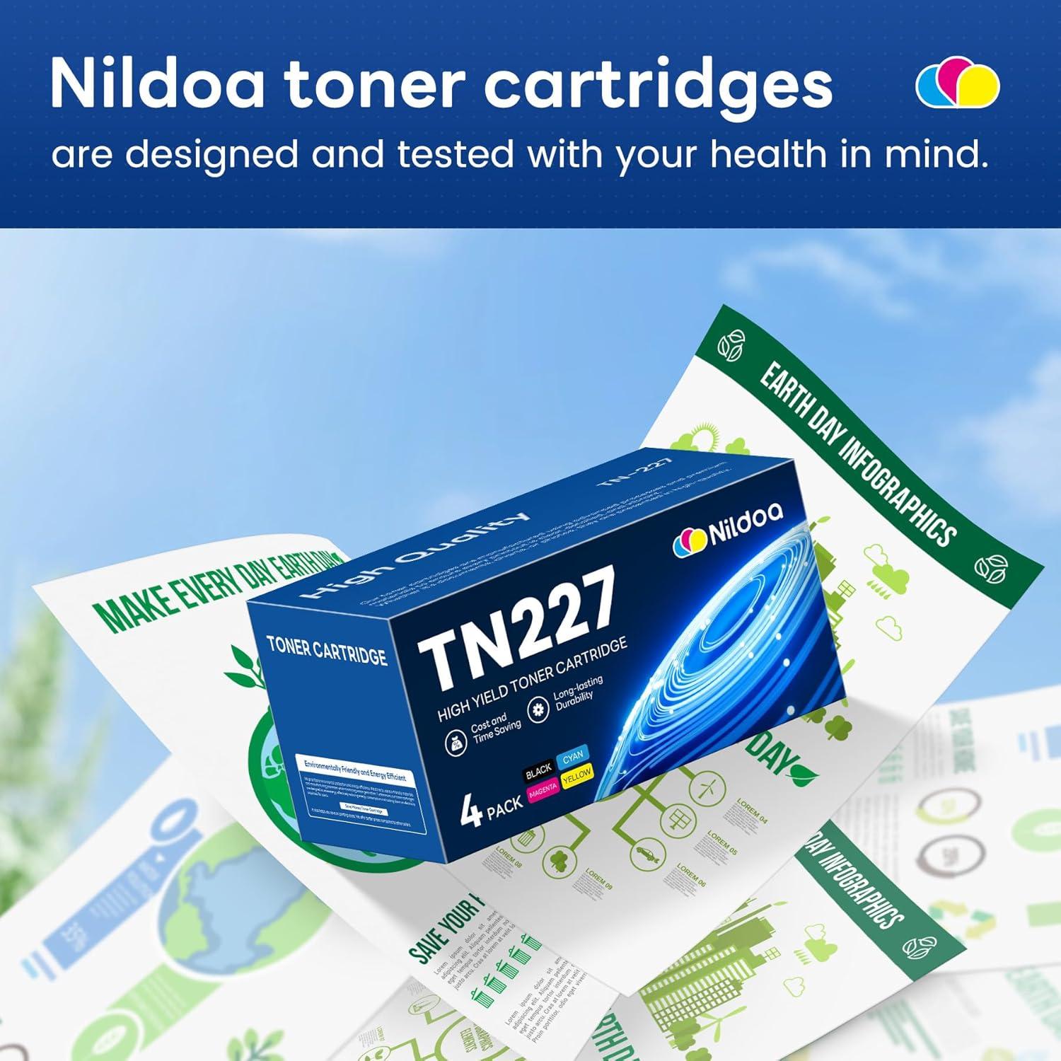 Cartucho de Tóner Nildoa TN-227 Paquete 4 Colores Alto Rendimiento
