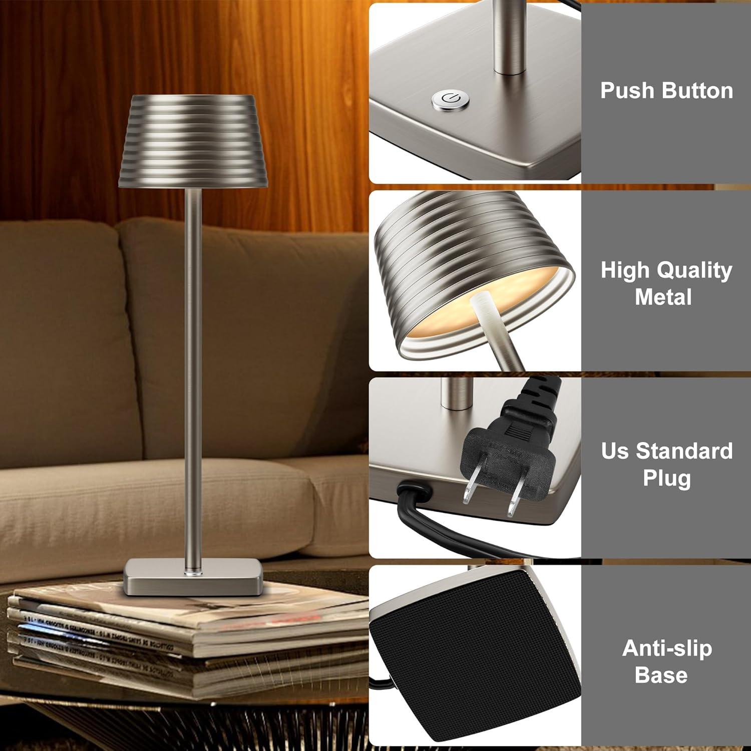 Lámpara de Mesa LED YHT S816B Cromo Regulable 2 Brillos