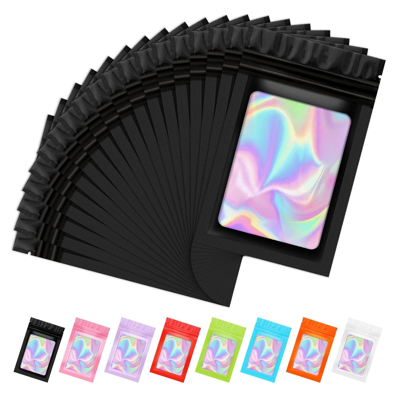 50 Bolsas Re sellables Holográficas 3x11.9cm para Alimentos