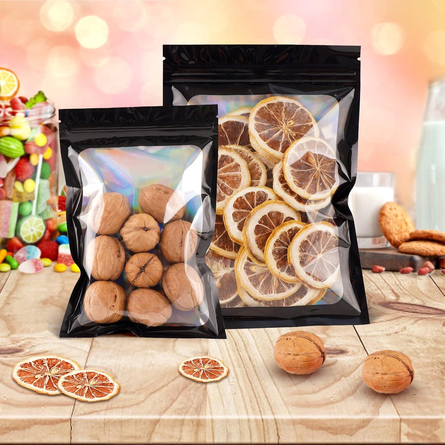 50 Bolsas Re sellables Holográficas 3x11.9cm para Alimentos