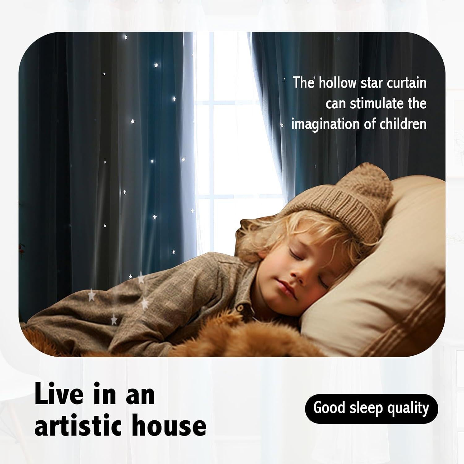 Cortina Opaca Anytime 1 Panel Azul 132x160 cm para Niñas