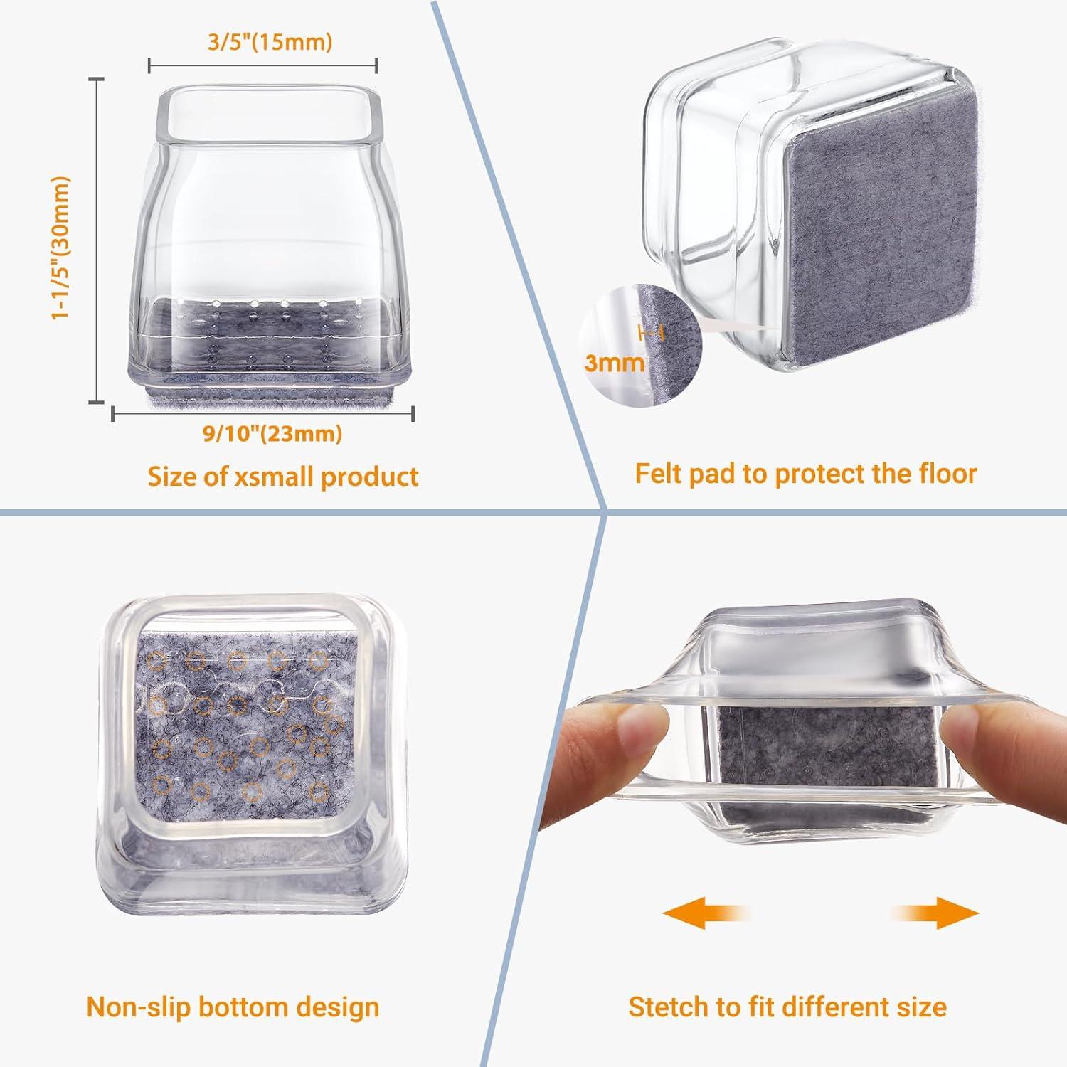 36 Protectores de Suelo Cuadrados Joeyrras para Sillas