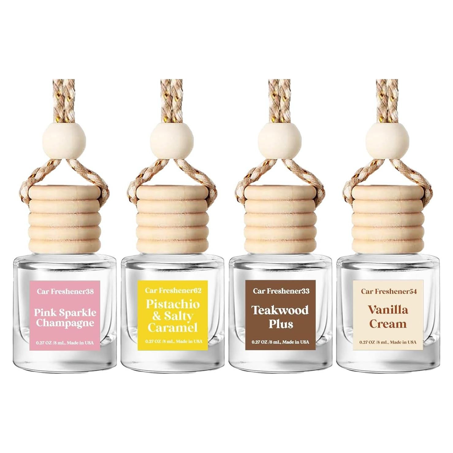 Difusor de Ambientador para Auto HoogaLife 4 Pack - Vainilla, Madera, Champán y Caramelo