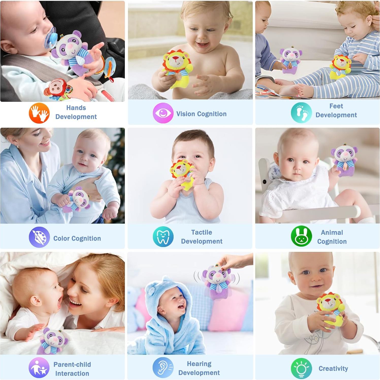 Sonajeros de Calcetines para Bebés Taoyi 2 Piezas Animales